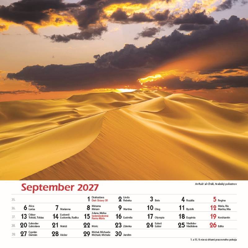 Nástenný kalendár Svet ticha 2027 Nástenný kalendár Svet ticha 2027