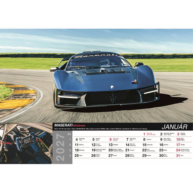 Nástenný kalendár Fast cars 2027 Nástenný kalendár Fast cars 2027