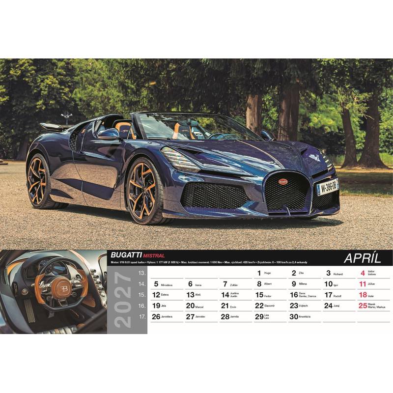 Nástenný kalendár Fast cars 2027 Nástenný kalendár Fast cars 2027