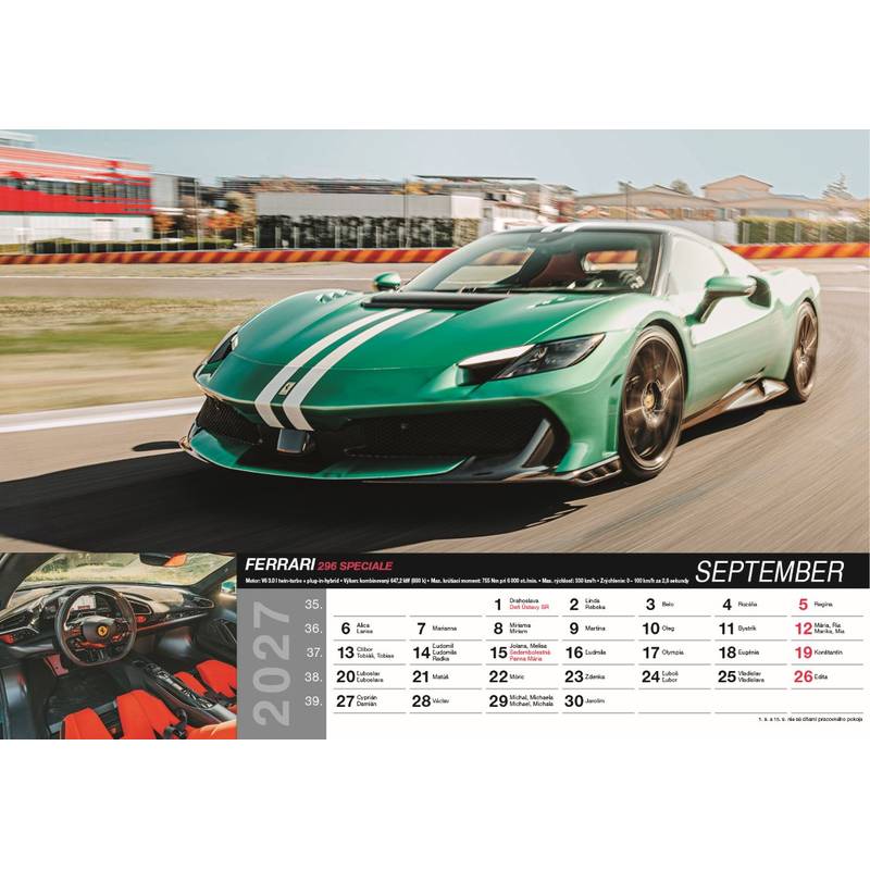 Nástenný kalendár Fast cars 2027 Nástenný kalendár Fast cars 2027