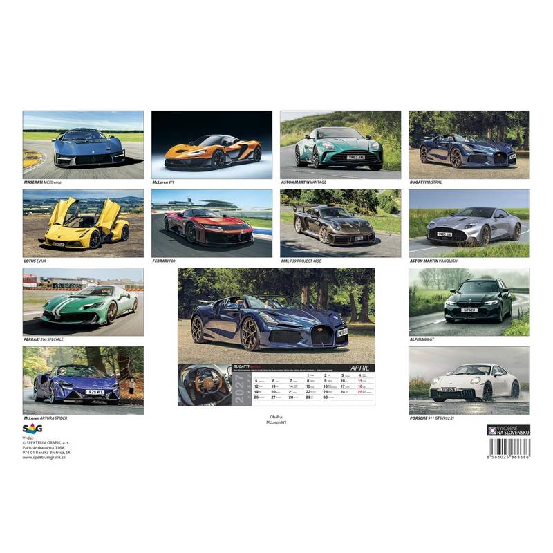 Nástenný kalendár Fast cars 2027 Nástenný kalendár Fast cars 2027