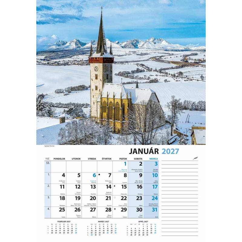Nástenný kalendár Slovensko z výšky 2027 Nástenný kalendár Slovensko z výšky 2027