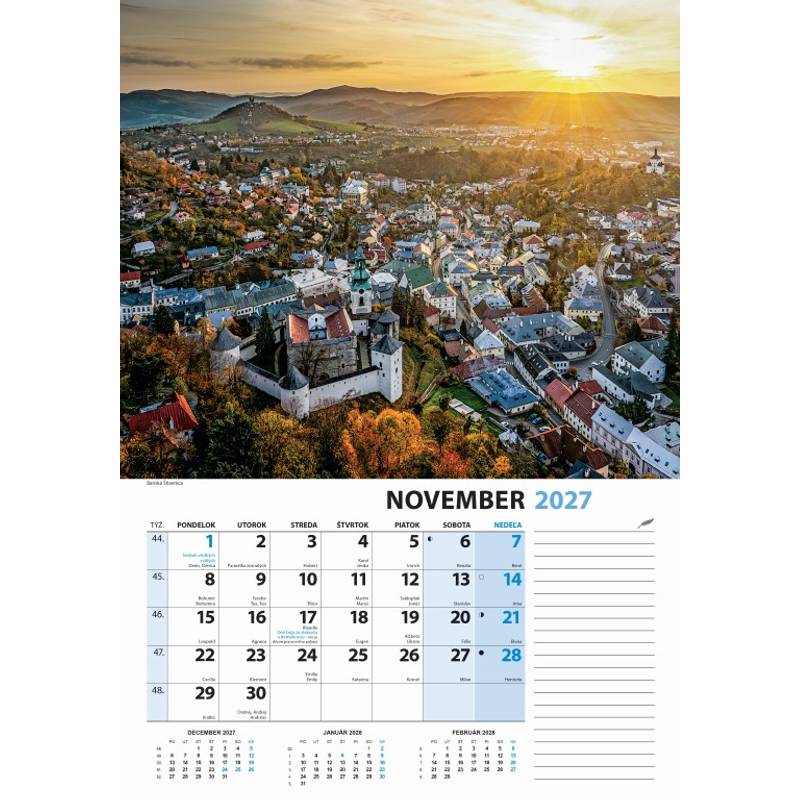 Nástenný kalendár Slovensko z výšky 2027 Nástenný kalendár Slovensko z výšky 2027