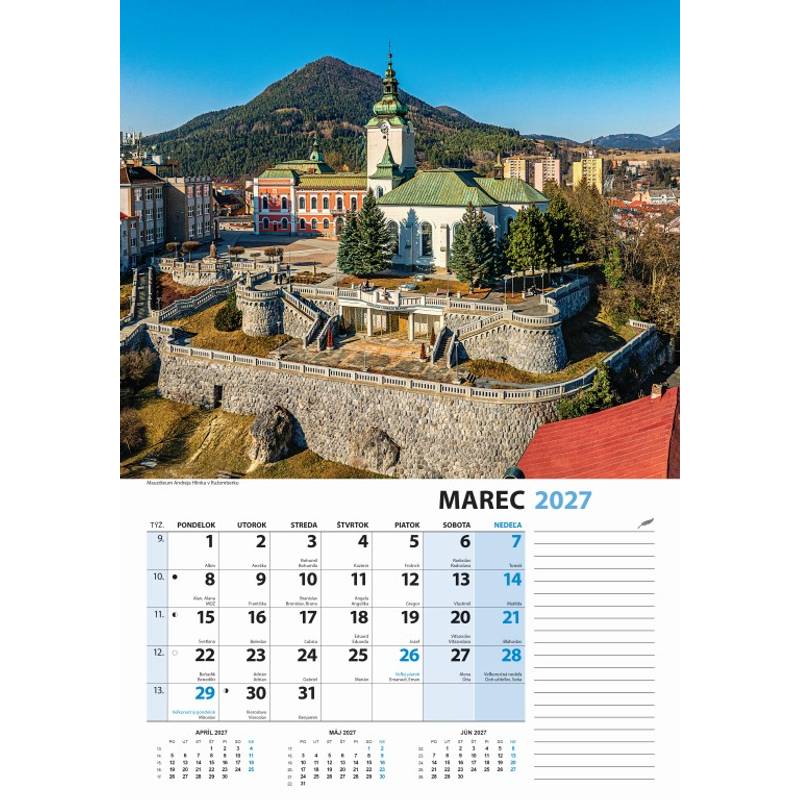 Nástenný kalendár Slovensko z výšky 2027 Nástenný kalendár Slovensko z výšky 2027