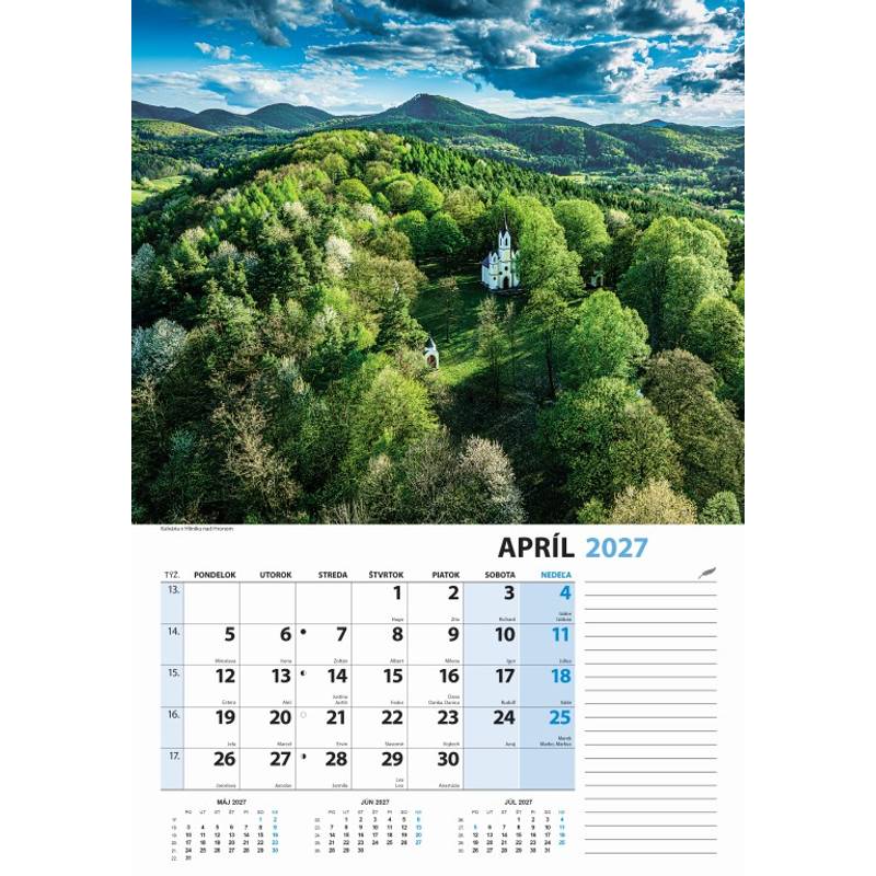 Nástenný kalendár Slovensko z výšky 2027 Nástenný kalendár Slovensko z výšky 2027
