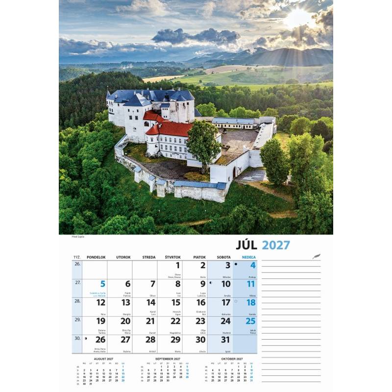 Nástenný kalendár Slovensko z výšky 2027 Nástenný kalendár Slovensko z výšky 2027