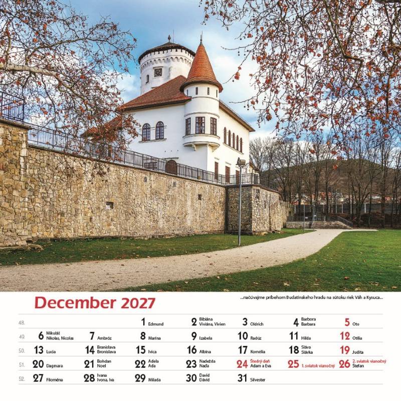 Nástenný kalendár Hrady a zámky Slovenska 2027 Nástenný kalendár Hrady a zámky Slovenska 2027