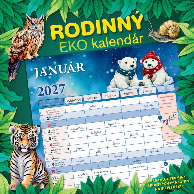 Nástenný kalendár Rodinný EKO kalendár 2027 Nástenný kalendár Rodinný EKO kalendár 2027
