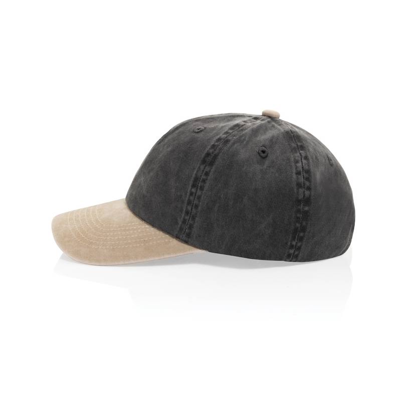 Dvojfarebná šiltovka BEAU AWARE™ Washed, 6 panelov, 270 g/m², čierna Dvojfarebná šiltovka BEAU AWARE™ Washed, 6 panelov, 270 g/m², čierna