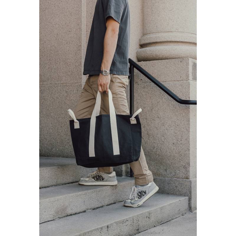 BEAU AWARE™ plážová taška recykl. plátno, boční ucho, černá BEAU AWARE™ plážová taška recykl. plátno, boční ucho, černá