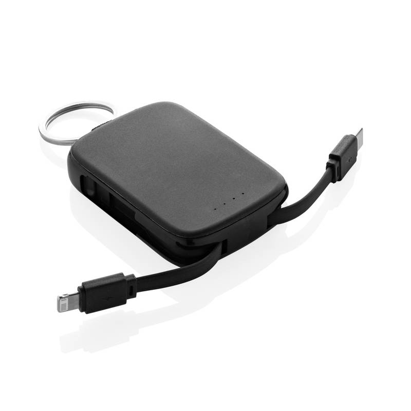 Nexo RCS kľúčenka s powerbankou 2000 mAh a int. káblami, čierna Nexo RCS kľúčenka s powerbankou 2000 mAh a int. káblami, čierna