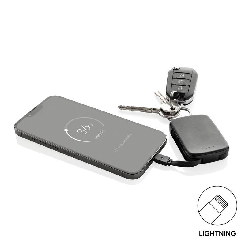 Nexo RCS kľúčenka s powerbankou 2000 mAh a int. káblami, čierna Nexo RCS kľúčenka s powerbankou 2000 mAh a int. káblami, čierna