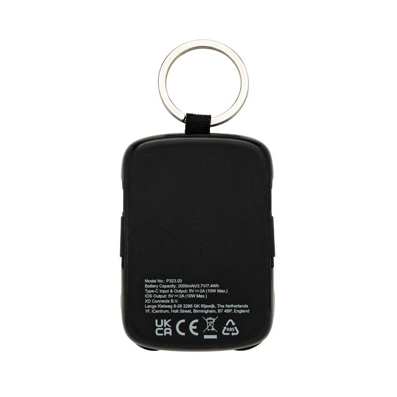 Nexo RCS kľúčenka s powerbankou 2000 mAh a int. káblami, čierna Nexo RCS kľúčenka s powerbankou 2000 mAh a int. káblami, čierna