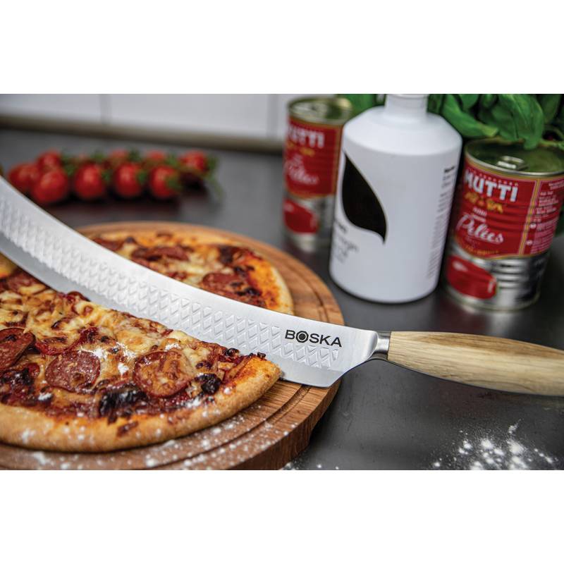 Nôž na pizzu a syr Oslo+ Nr.4 od značky BOSKA, sivá Steel - hnedá Nôž na pizzu a syr Oslo+ Nr.4 od značky BOSKA, sivá Steel - hnedá