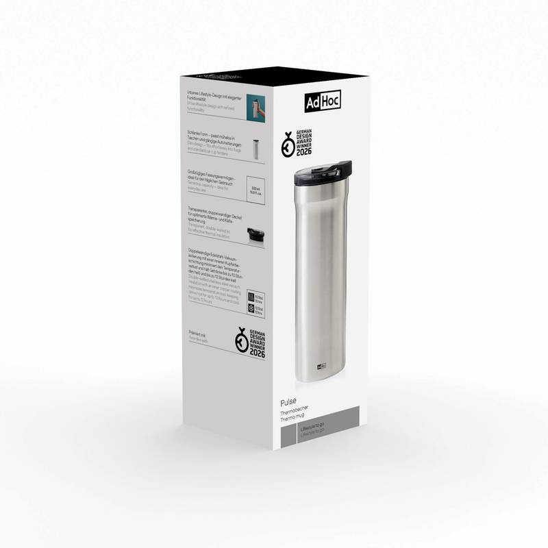 AdHoc Termohrnček Pulse, sivá Silver - sivá AdHoc Termohrnček Pulse, sivá Silver - sivá