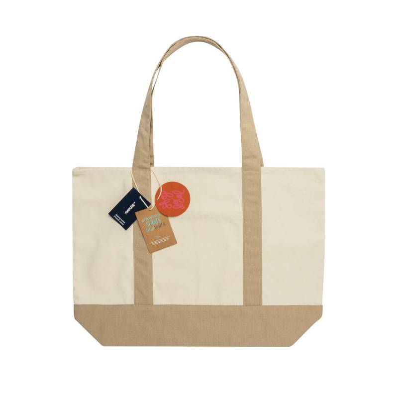 SHOP LOCAL AWARE™ recyklovaná bavlnená taška tote s gramážou, čierna SHOP LOCAL AWARE™ recyklovaná bavlnená taška tote s gramážou, čierna