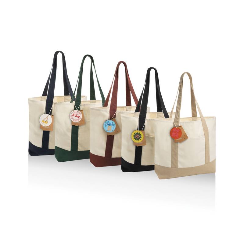 SHOP LOCAL AWARE™ recyklovaná bavlnená taška tote s gramážou, čierna SHOP LOCAL AWARE™ recyklovaná bavlnená taška tote s gramážou, čierna