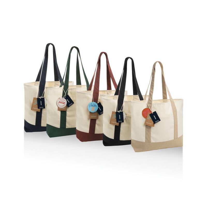 SHOP LOCAL AWARE™ recyklovaná bavlnená taška tote s gramážou, čierna SHOP LOCAL AWARE™ recyklovaná bavlnená taška tote s gramážou, čierna
