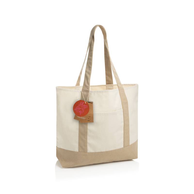 SHOP LOCAL AWARE™ recyklovaná bavlnená taška tote s gramážou, čierna SHOP LOCAL AWARE™ recyklovaná bavlnená taška tote s gramážou, čierna