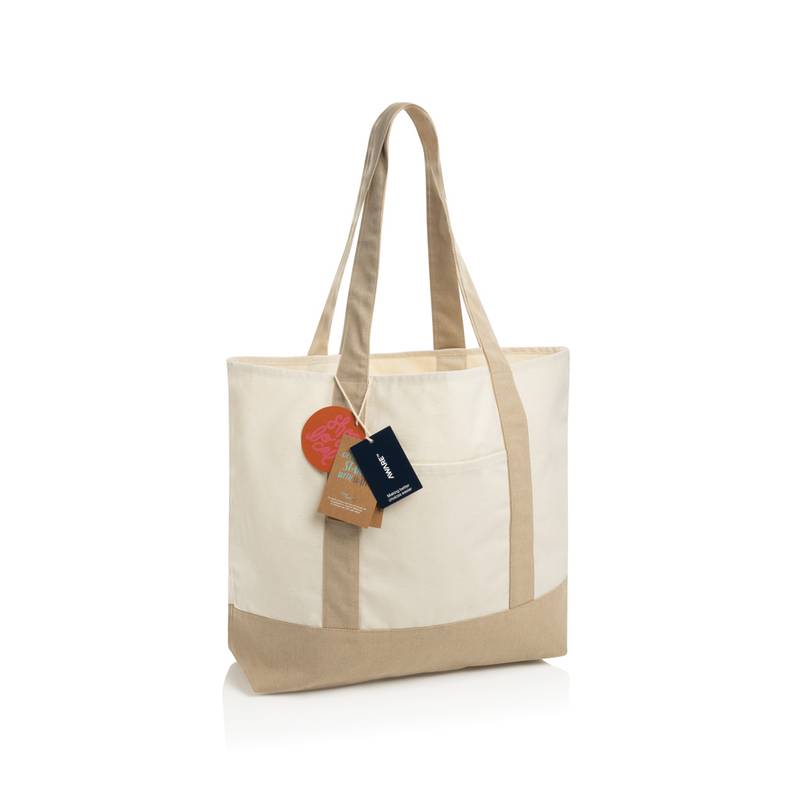 SHOP LOCAL AWARE™ recyklovaná bavlnená taška tote s gramážou, čierna SHOP LOCAL AWARE™ recyklovaná bavlnená taška tote s gramážou, čierna