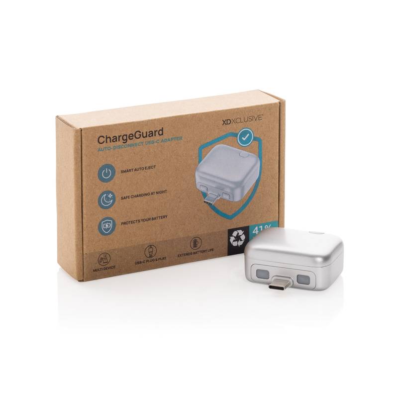 ChargeGuard RCS USB-C adaptér s auto - odpojením nabíjania, sivá Silver ChargeGuard RCS USB-C adaptér s auto - odpojením nabíjania, sivá Silver