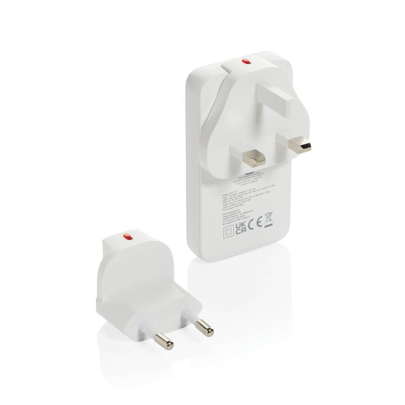 Fluxo RCS 65W plochá GaN nabíjačka s univerz.i konektormi, biela Fluxo RCS 65W plochá GaN nabíjačka s univerz.i konektormi, biela
