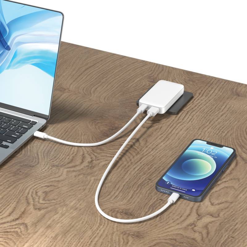 Fluxo RCS 65W plochá GaN nabíjačka s univerz.i konektormi, biela Fluxo RCS 65W plochá GaN nabíjačka s univerz.i konektormi, biela