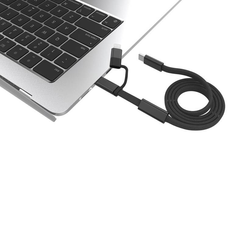 Arc RCS 60W 120 cm 2 v 1 rýchlonabíjací kábel, čierna Arc RCS 60W 120 cm 2 v 1 rýchlonabíjací kábel, čierna