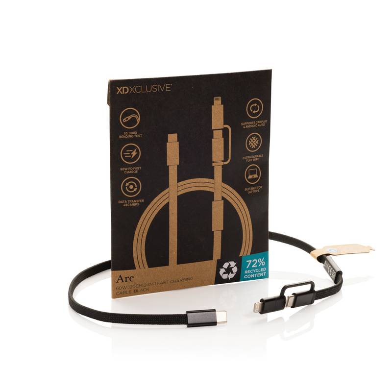 Arc RCS 60W 120 cm 2 v 1 rychlonabíjecí kabel, černá Arc RCS 60W 120 cm 2 v 1 rychlonabíjecí kabel, černá