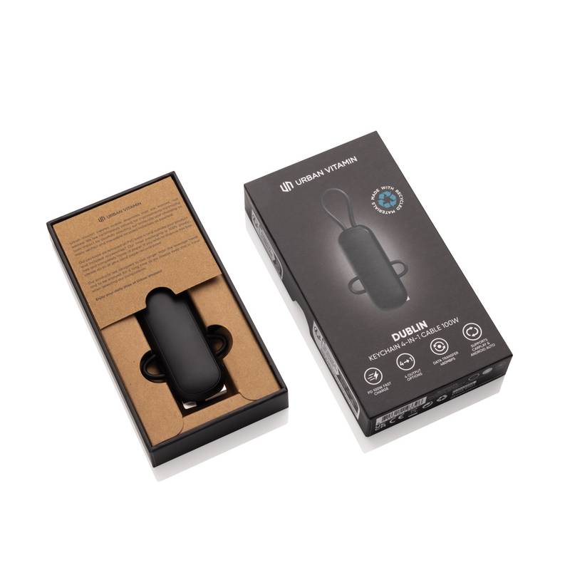 Urban Vitamin Dublin 100W 4-in-1 kľúčenkový kábel, čierna Urban Vitamin Dublin 100W 4-in-1 kľúčenkový kábel, čierna