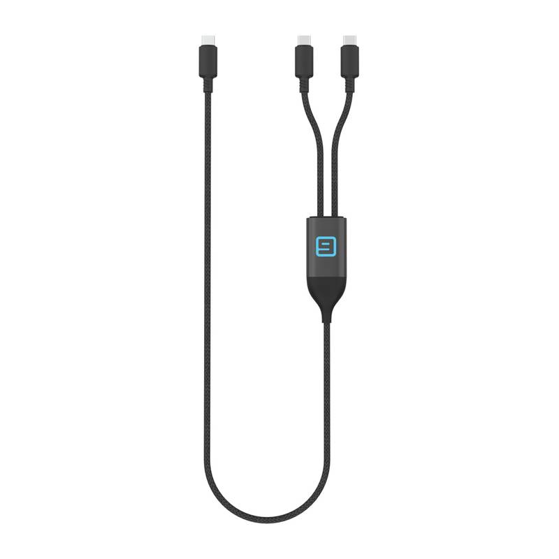 Terra 100W RCS kábel s duálnym USB-C výstupom, čierna - sivá Terra 100W RCS kábel s duálnym USB-C výstupom, čierna - sivá