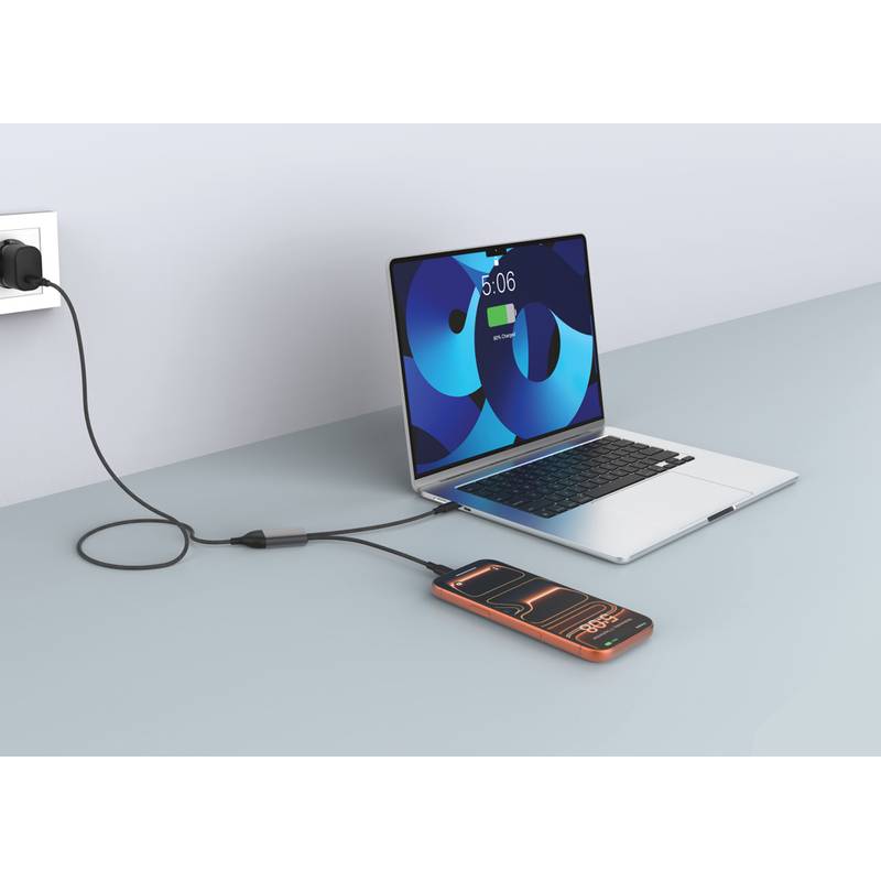 Terra 100W RCS kábel s duálnym USB-C výstupom, čierna - sivá Terra 100W RCS kábel s duálnym USB-C výstupom, čierna - sivá