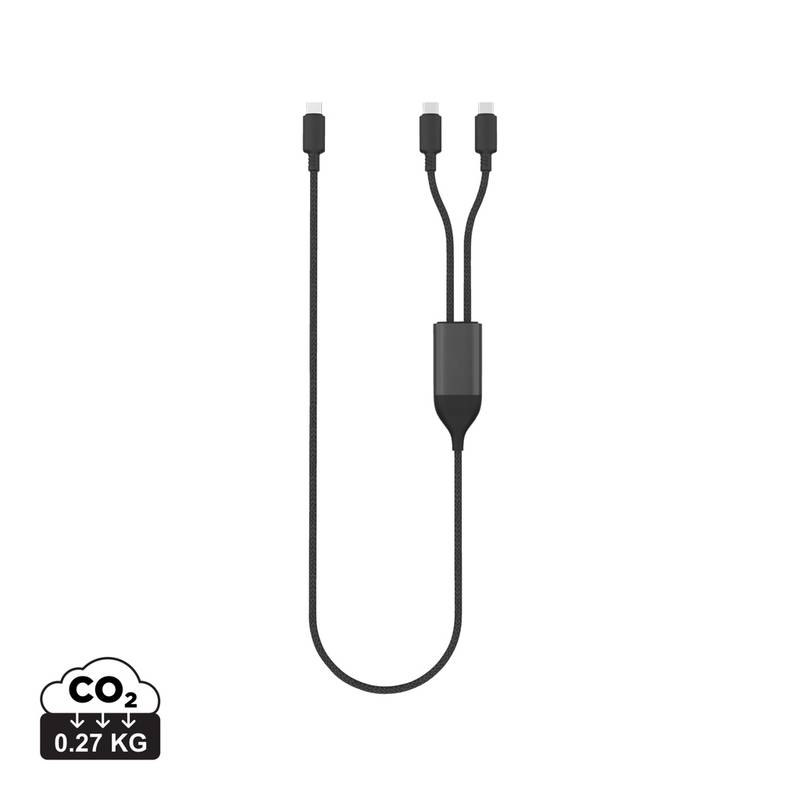 Terra 100W RCS kabel s duálním USB-C výstupem, černá - šedá Terra 100W RCS kabel s duálním USB-C výstupem, černá - šedá
