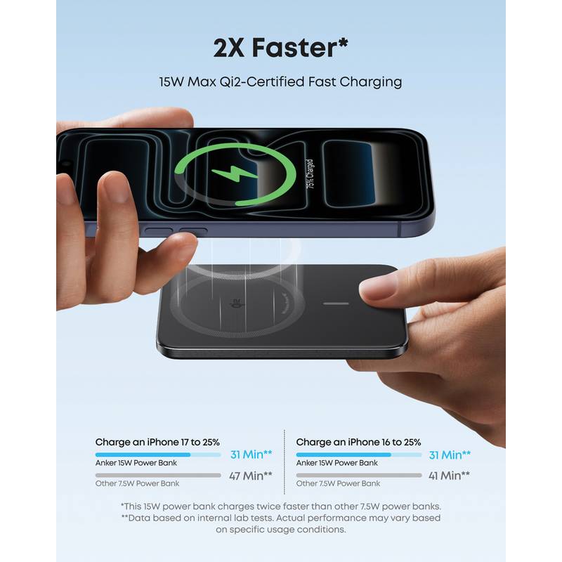 Anker Nano Wireless Power Bank 5K 15 W MagGo Slim Qi2, čierna, čierna Anker Nano Wireless Power Bank 5K 15 W MagGo Slim Qi2, čierna, čierna