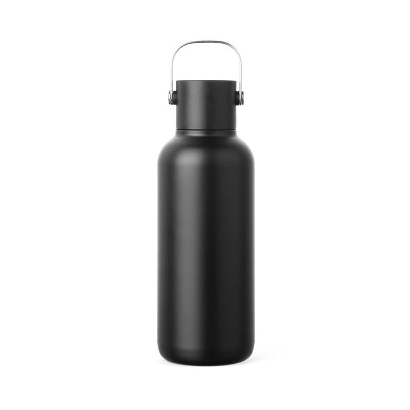 VINGA Cael RCS nerezová fľaša so slamkou 600 ml, čierna VINGA Cael RCS nerezová fľaša so slamkou 600 ml, čierna