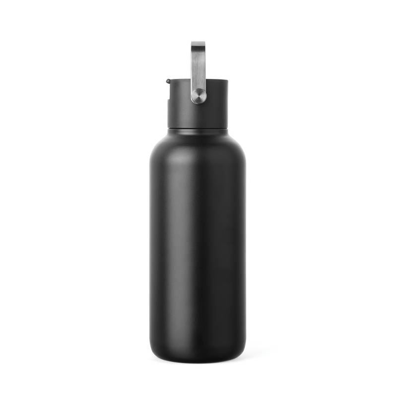 VINGA Cael RCS nerezová fľaša so slamkou 600 ml, čierna VINGA Cael RCS nerezová fľaša so slamkou 600 ml, čierna