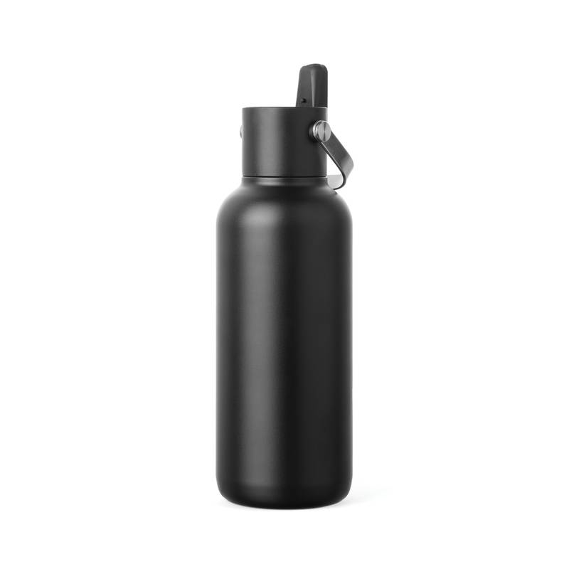 VINGA Cael RCS nerezová fľaša so slamkou 600 ml, čierna VINGA Cael RCS nerezová fľaša so slamkou 600 ml, čierna