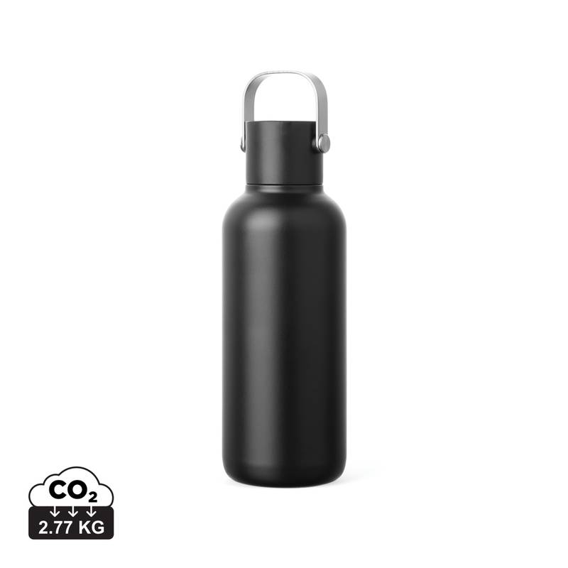 VINGA Cael RCS nerezová fľaša so slamkou 600 ml, čierna VINGA Cael RCS nerezová fľaša so slamkou 600 ml, čierna