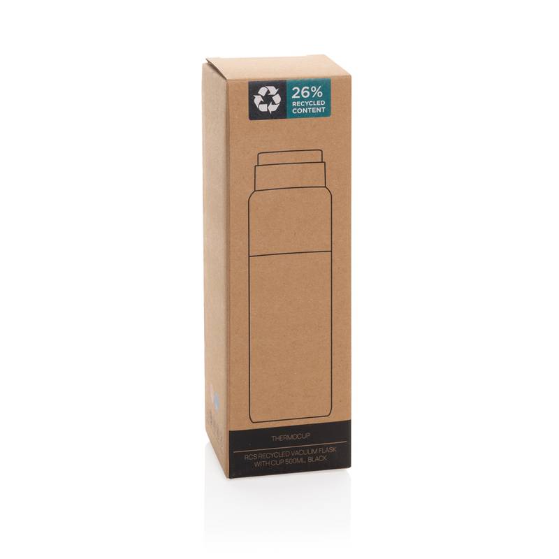 Thermocup RCS termosku z recykl. materiálov s pohárom 500ml, čierna Thermocup RCS termosku z recykl. materiálov s pohárom 500ml, čierna
