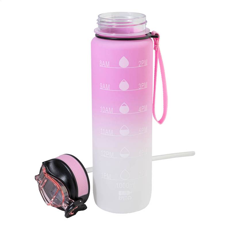 Sipgrade RPET motivačná fľaša, 1000ml, ružová Rose Sipgrade RPET motivačná fľaša, 1000ml, ružová Rose