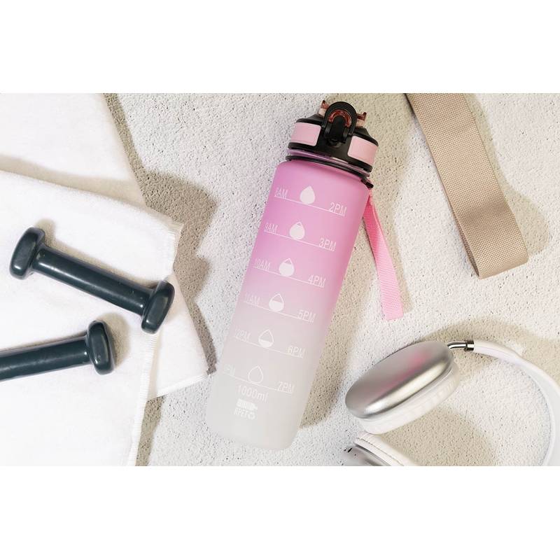 Sipgrade RPET motivačná fľaša, 1000ml, ružová Rose Sipgrade RPET motivačná fľaša, 1000ml, ružová Rose