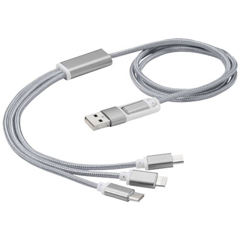 Nabíjací kábel 5v1 s dvojitým vstupom Versatile, sivá Nabíjací kábel 5v1 s dvojitým vstupom Versatile, sivá
