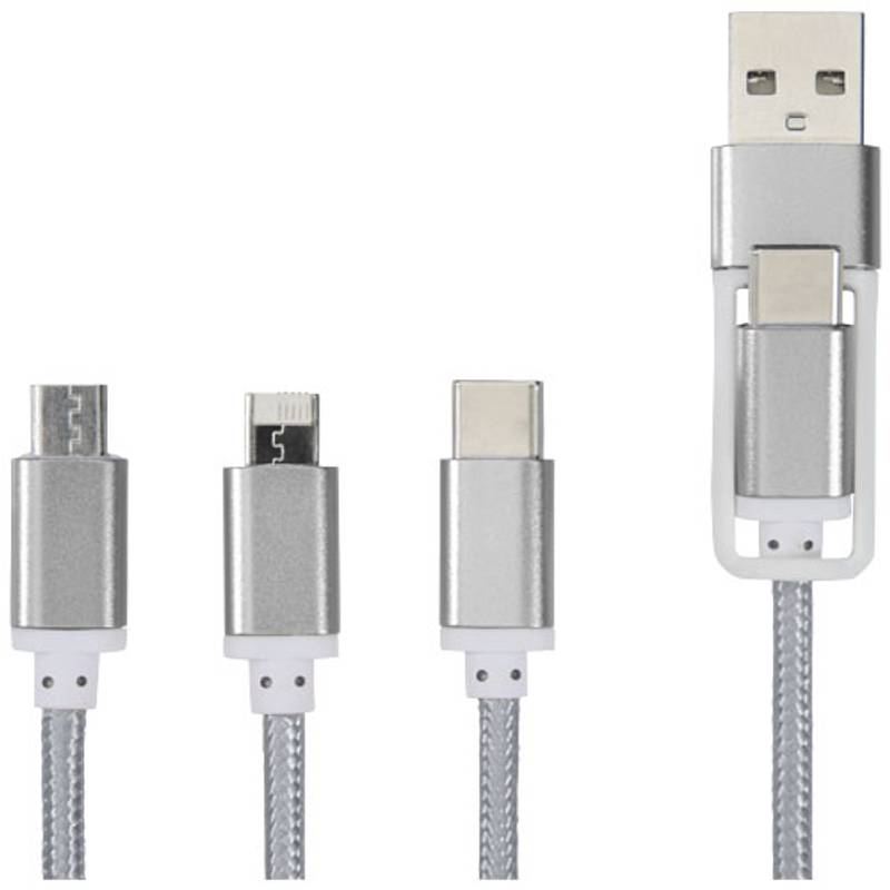 Nabíjací kábel 5v1 s dvojitým vstupom Versatile, sivá Nabíjací kábel 5v1 s dvojitým vstupom Versatile, sivá