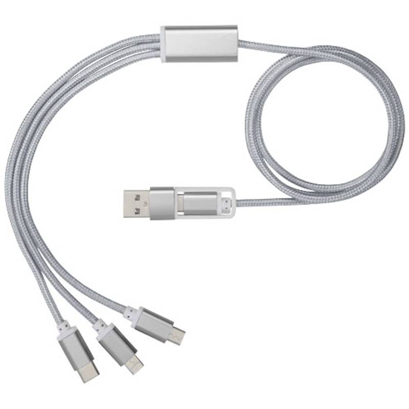 Nabíjací kábel 5v1 s dvojitým vstupom Versatile, sivá Nabíjací kábel 5v1 s dvojitým vstupom Versatile, sivá