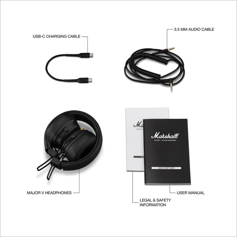 Marshall Major V 100H+ slúchadlá, čierna Marshall Major V 100H+ slúchadlá, čierna