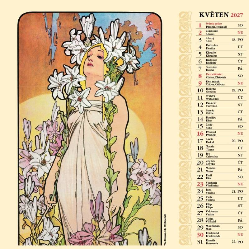 Kalendář 2027 nástěnný: ALFONS MUCHA ŠTVOREC Kalendář 2027 nástěnný: ALFONS MUCHA ŠTVOREC