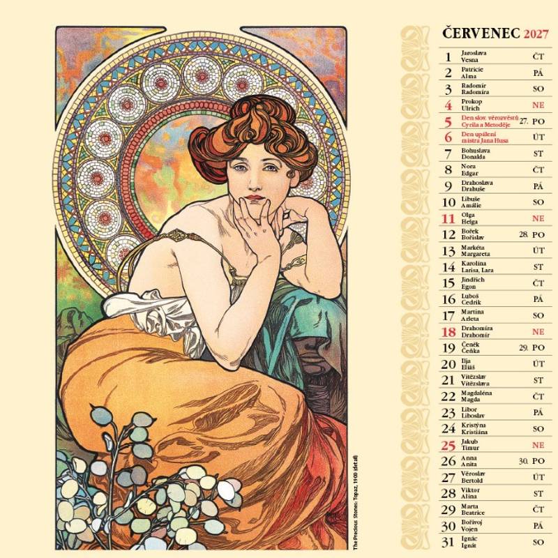Kalendář 2027 nástěnný: ALFONS MUCHA ŠTVOREC Kalendář 2027 nástěnný: ALFONS MUCHA ŠTVOREC