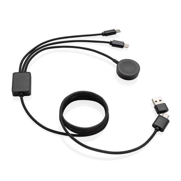 Nabíjecí kabel Terra s nabíječkou hodinek 6 v 1 z RCS rPET, šedá Nabíjecí kabel Terra s nabíječkou hodinek 6 v 1 z RCS rPET, šedá