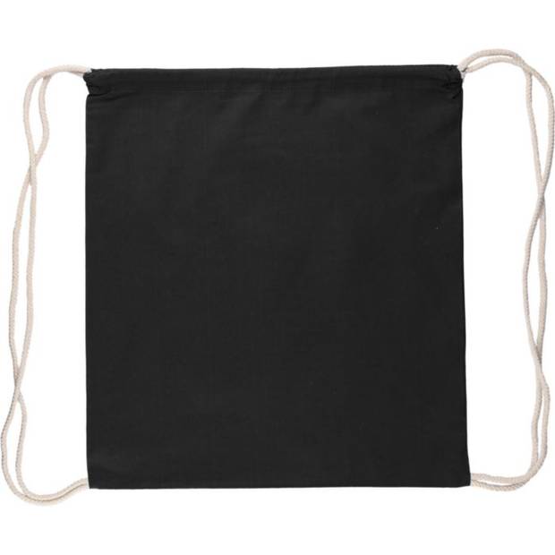 Batoh Bridget z bavlny Oeko-Tex (140 gsm) se stahovací šňůrkou, černá Batoh Bridget z bavlny Oeko-Tex (140 gsm) se stahovací šňůrkou, černá