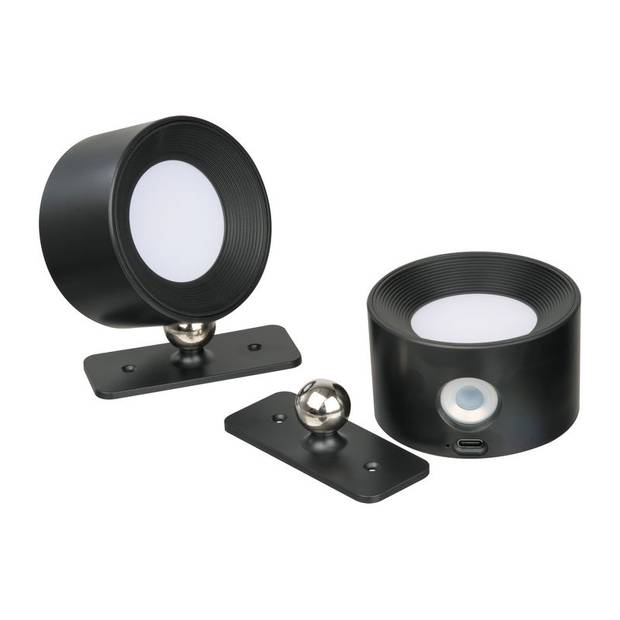 Dobíjecí nástěnné lampy 2 ks, černá Dobíjecí nástěnné lampy 2 ks, černá